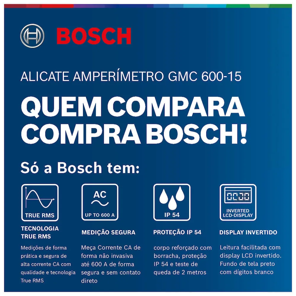 Alicate Amperímetro TRMS Bosch GMC 600-15