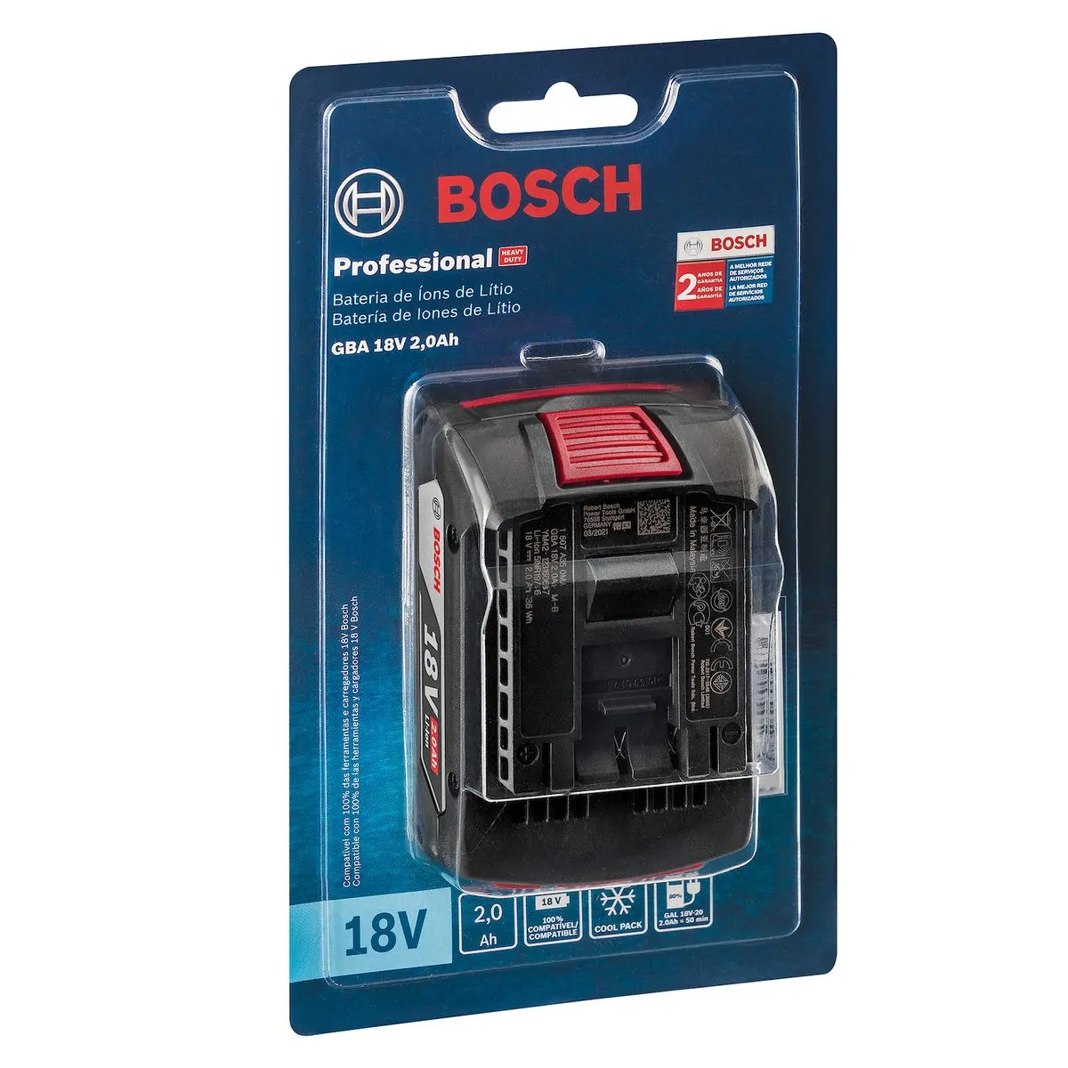 Bateria de Íons de Lítio 18V Bosch GBA 18V 2,0Ah