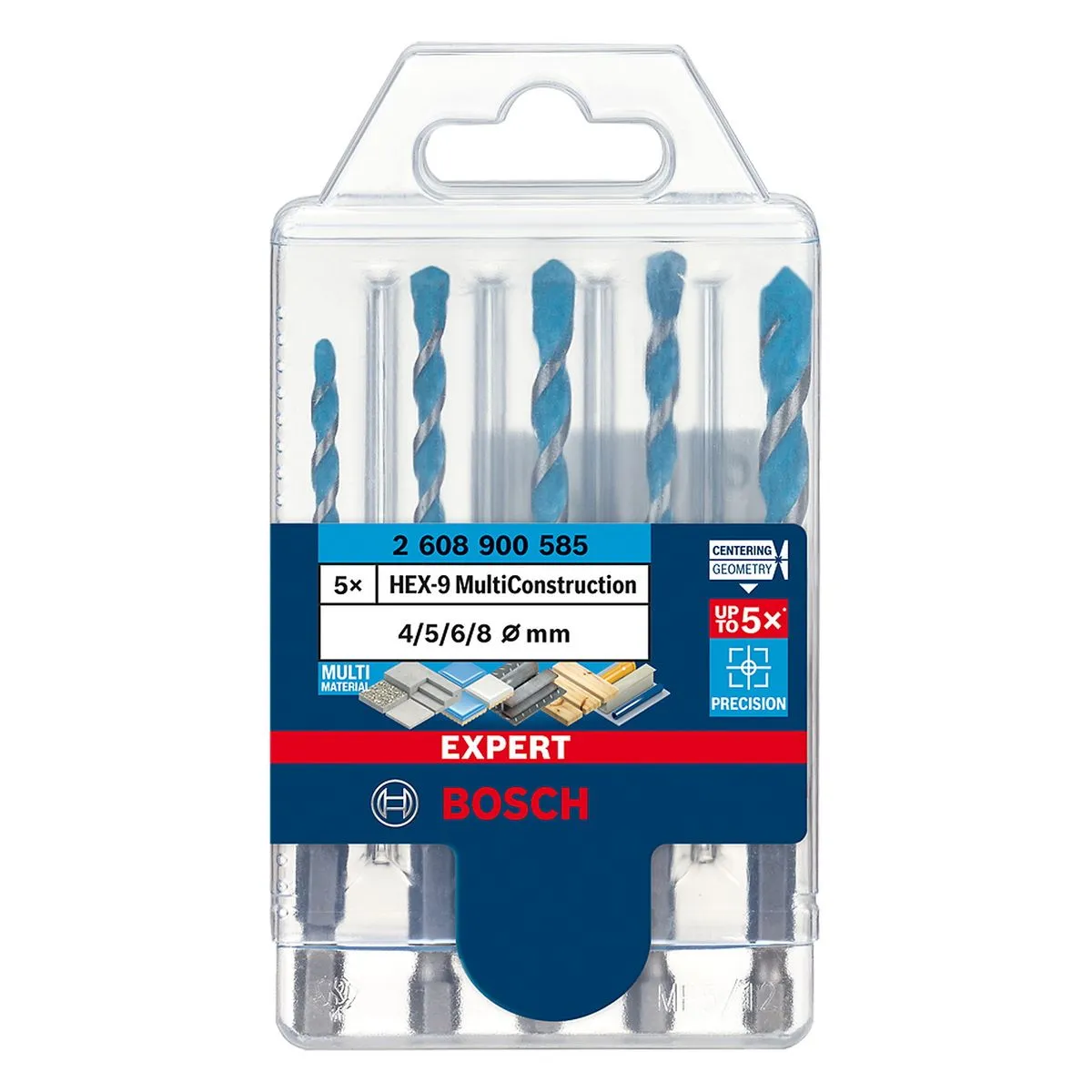 Broca Bosch EXPERT HEX-9 Multiconstruction Ø4, 5, 6, 6, 8mm 5pçs