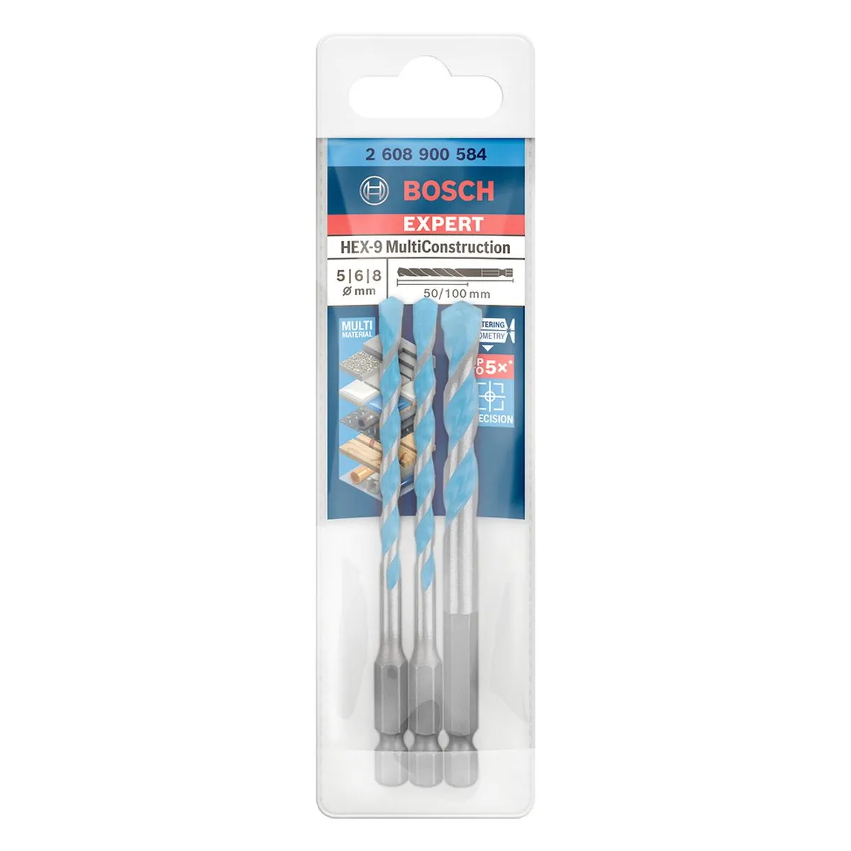 Broca Bosch EXPERT HEX-9 Multiconstruction Ø5,6,8mm 3 peças