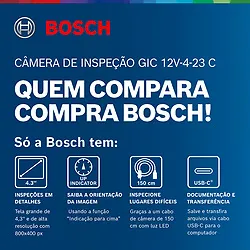 Câmera de inspeção Bosch GIC 12V-4-23 C + cabo de 150 cm