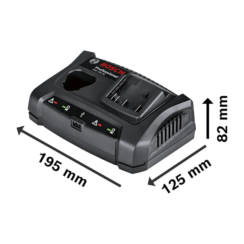 Carregador de baterias duplo 18V e 12V Bosch GAX 18V-30 220V