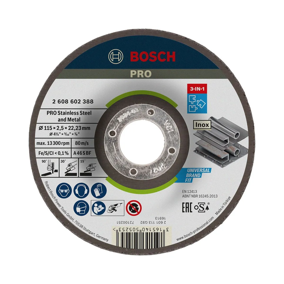 Disco 3 em 1 Bosch PRO StainlessSteel&Metal 115mm Deprimido