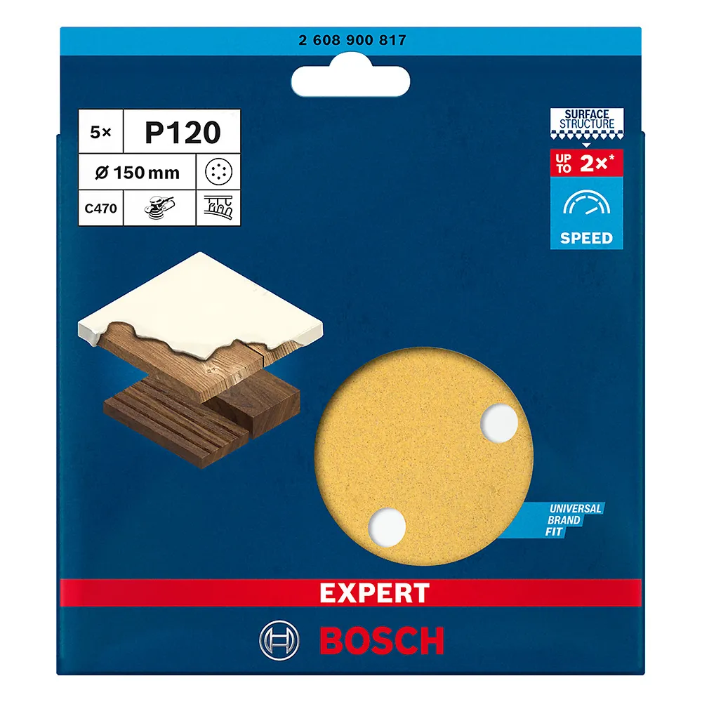 Disco de Lixa Bosch EXPERT C470 150mm 5 peças