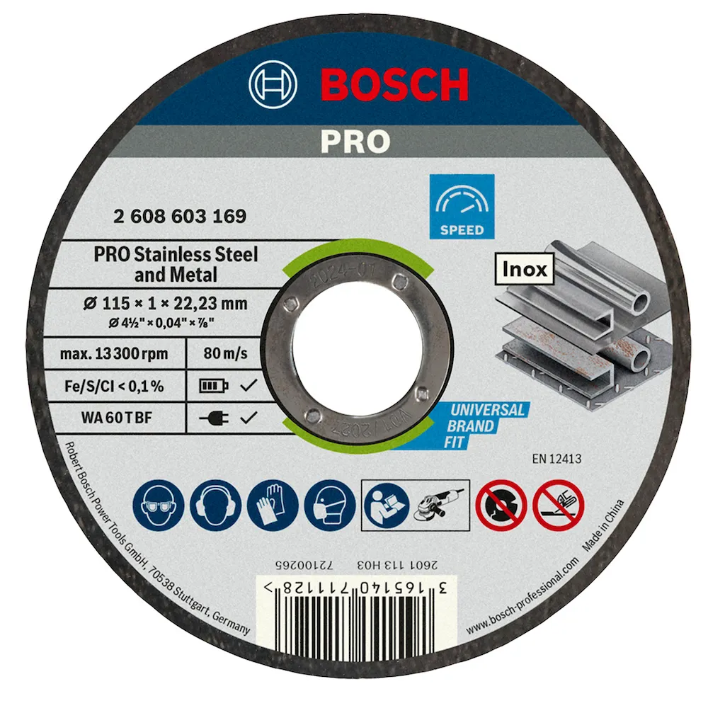 Disco de corte Bosch PRO StainlessSteel&Metal 115x1,0mm Reto