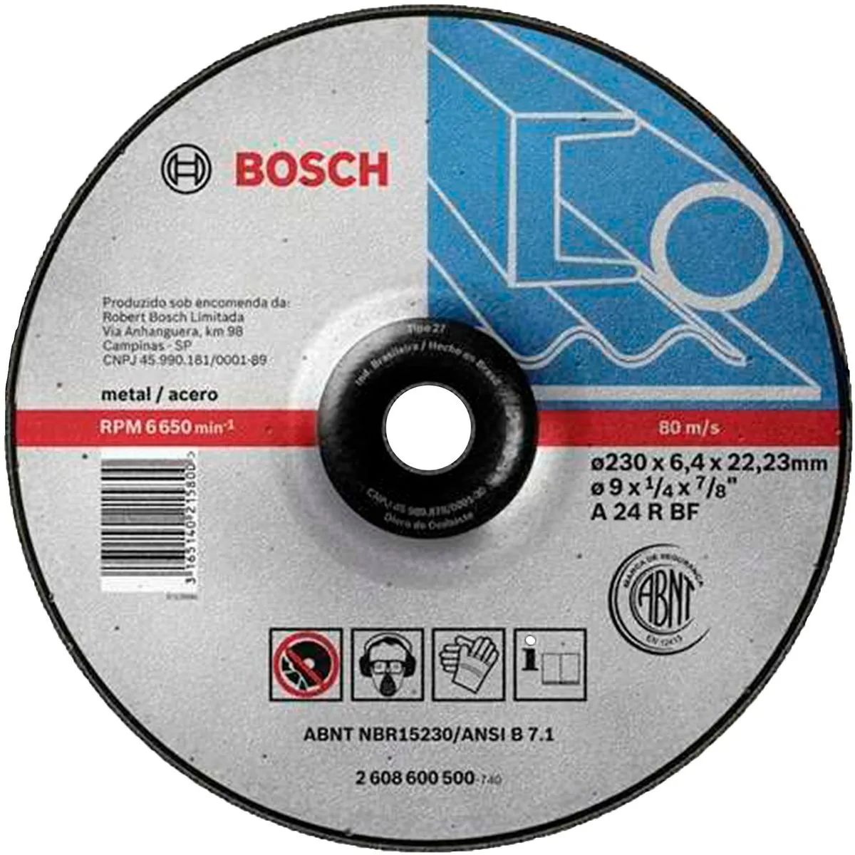 Disco de desbaste Bosch PRO Metal 230x6,4mm Deprimido