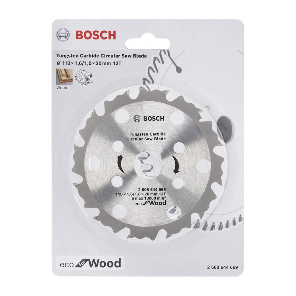 Disco serra circular Bosch Eco Coolteq Ø110x20mm 12 dentes