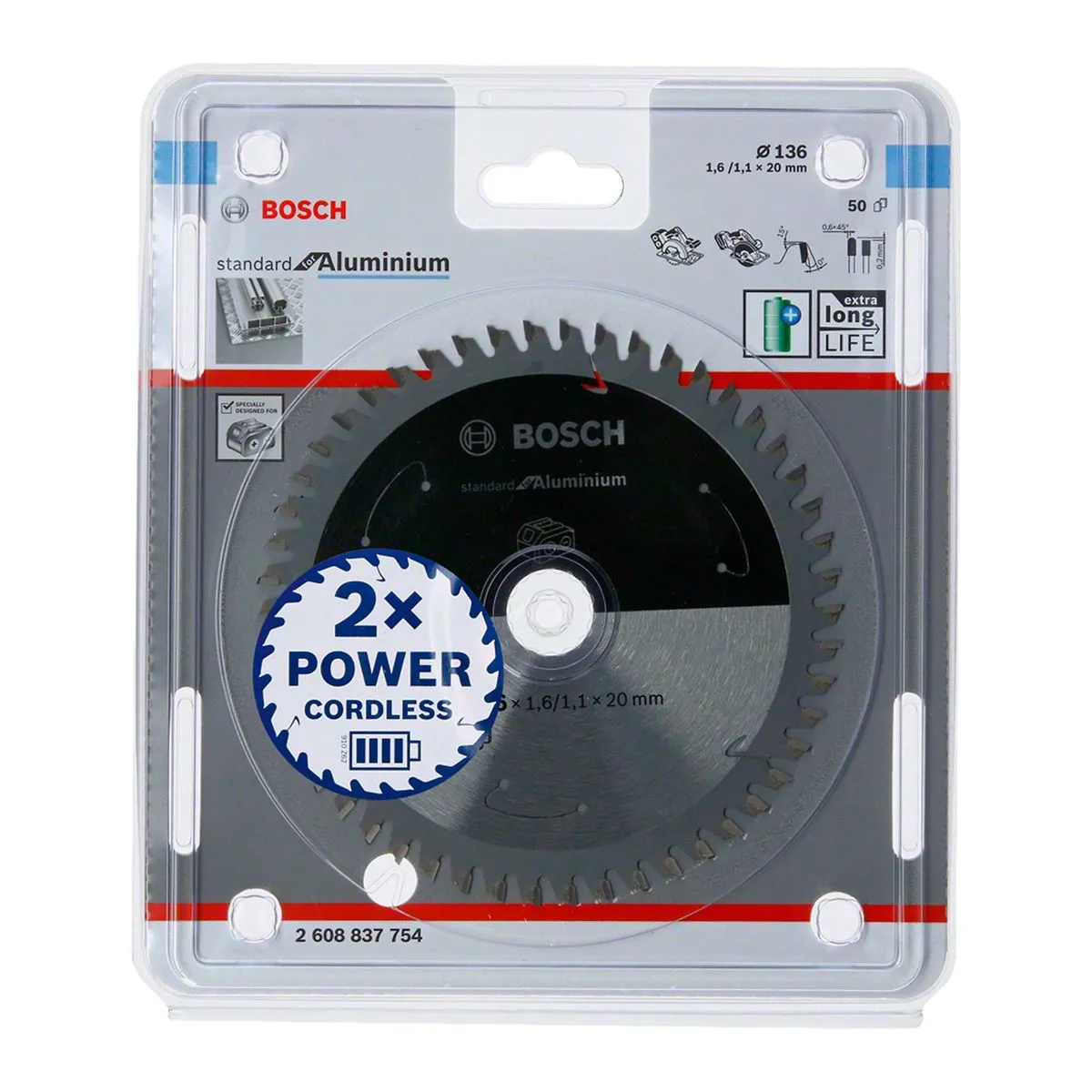 Disco serra circular Bosch Standard Aluminium 50D