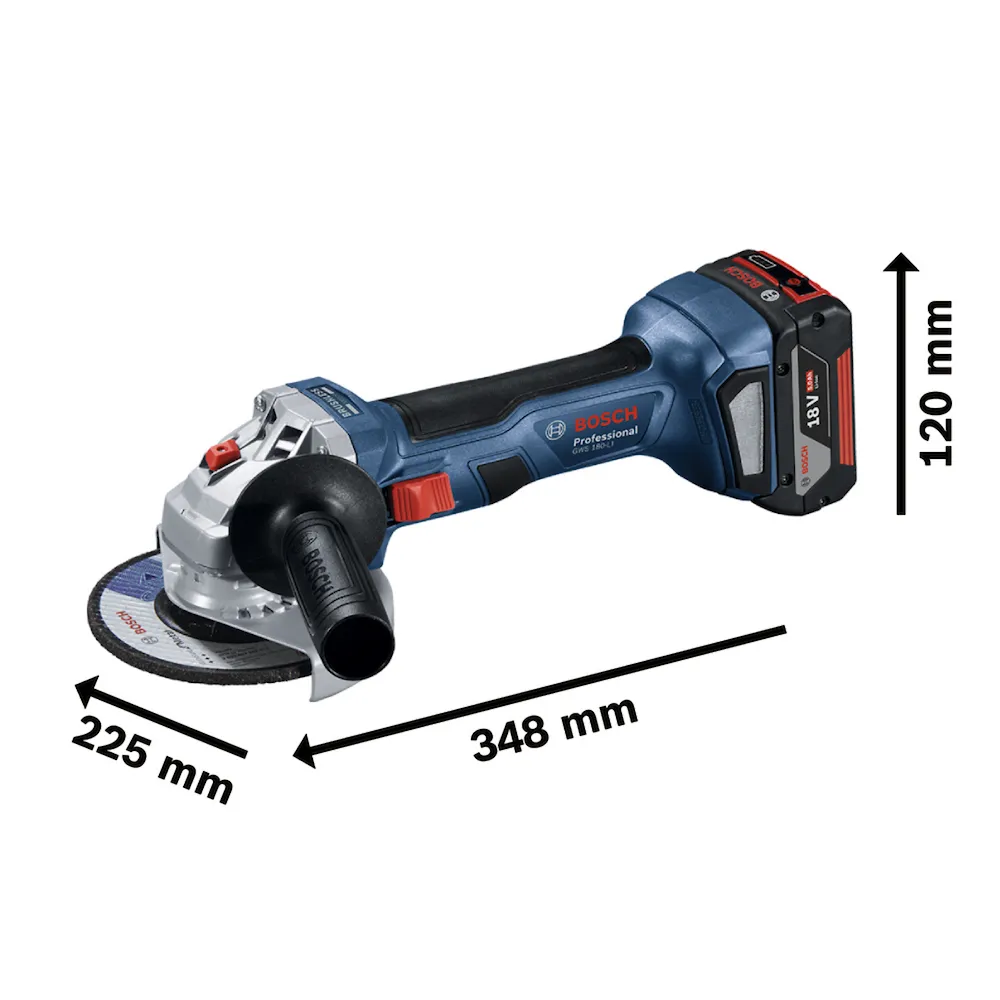 Esmerilhadeira à bateria Bosch GWS 180-LI Brushless 18V 2B+Mal