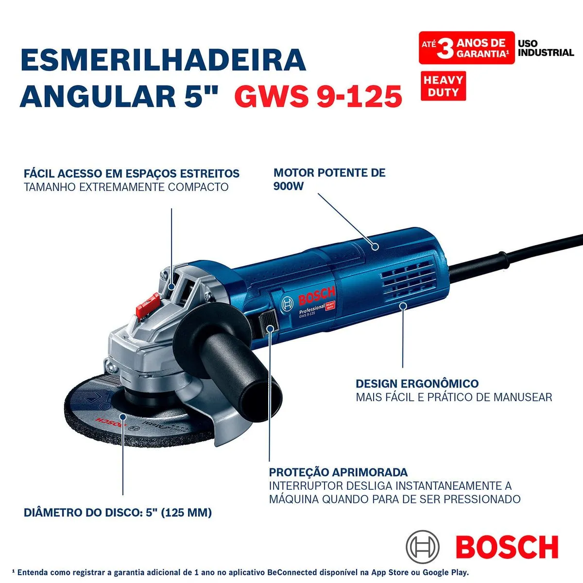 Esmerilhadeira angular Bosch GWS 9-125 900W