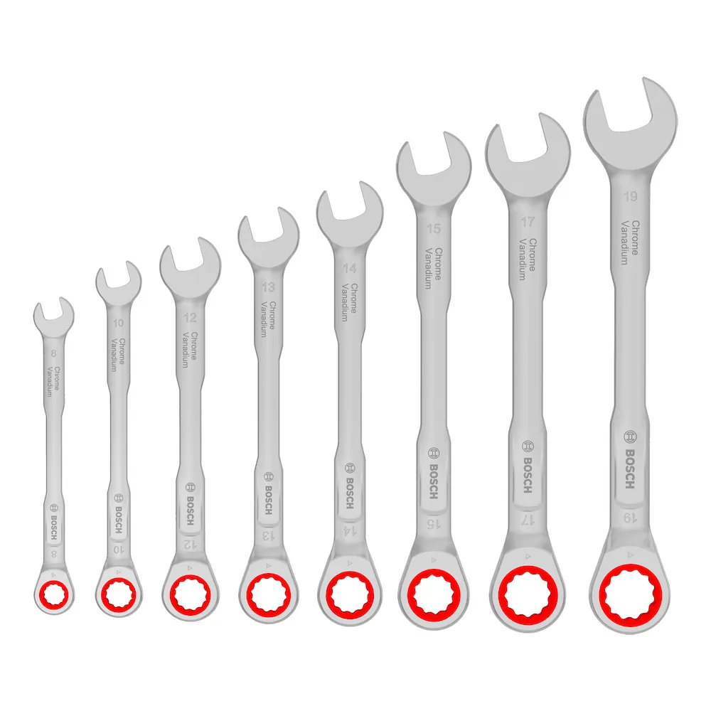 Jogo Chave Catraca Combinada Bosch 8-19mm 8 unidades