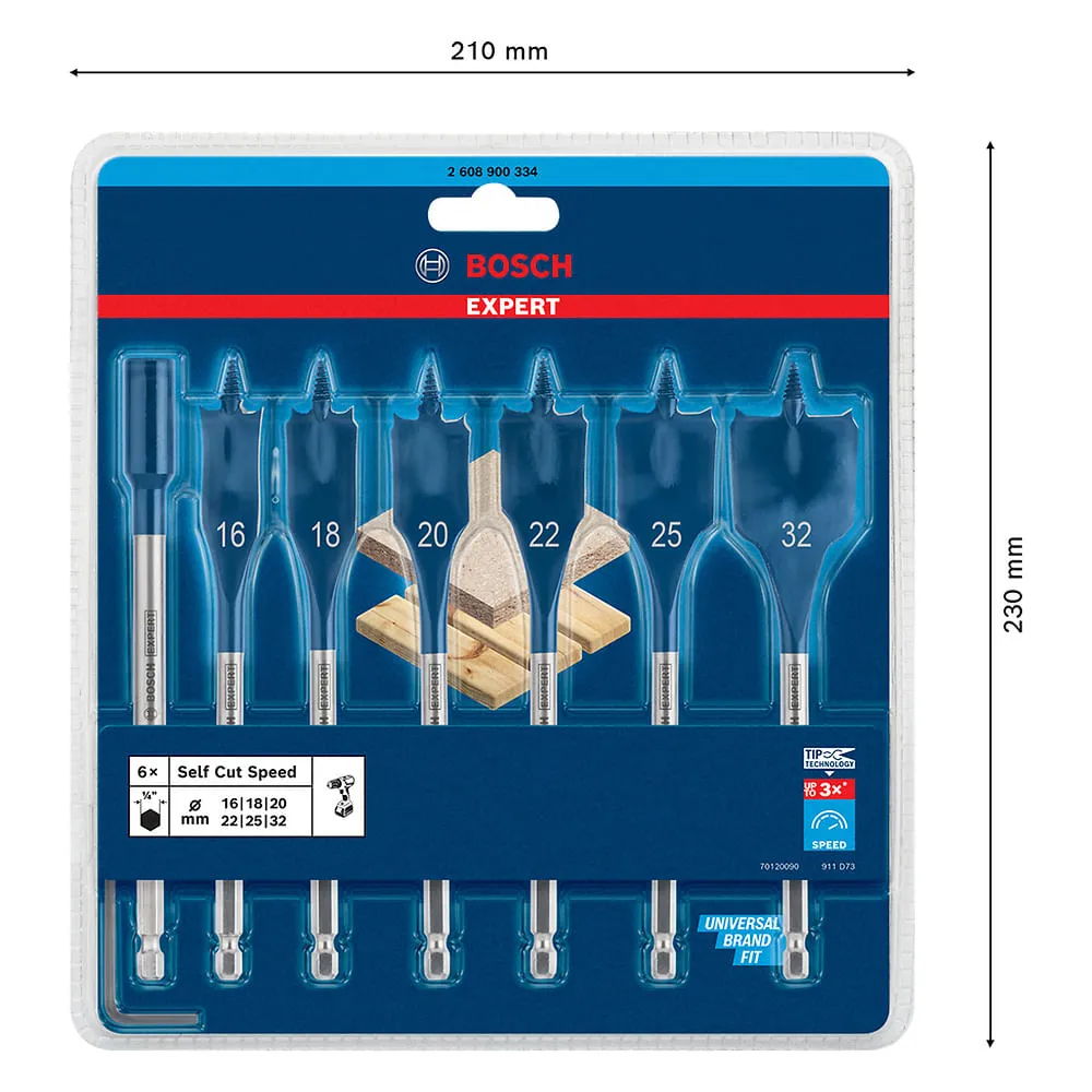 Jogo com 7 Brocas Bosch EXPERT Self Cut Speed 16-32mmx152mm