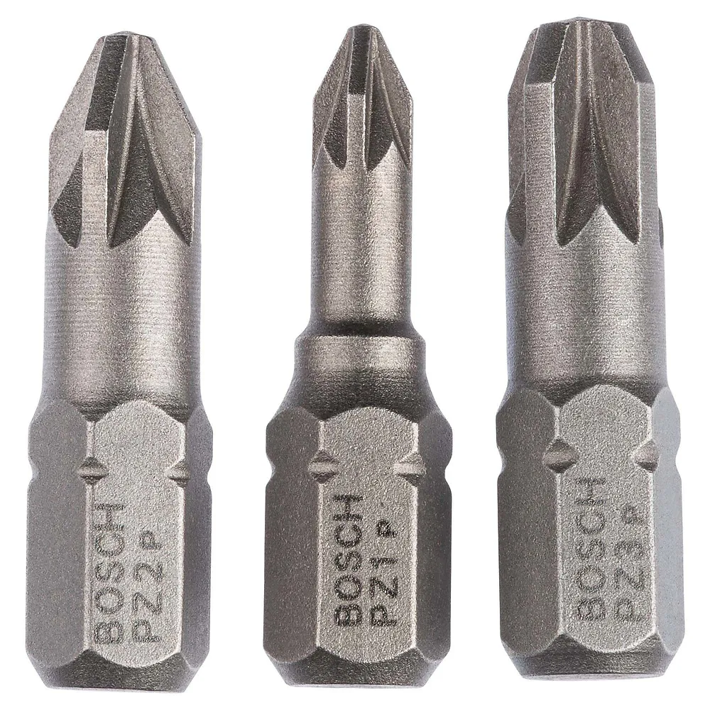 Jogo de Pontas p/parafusar Bosch Extra Hard 25mm Pozidriv 3u
