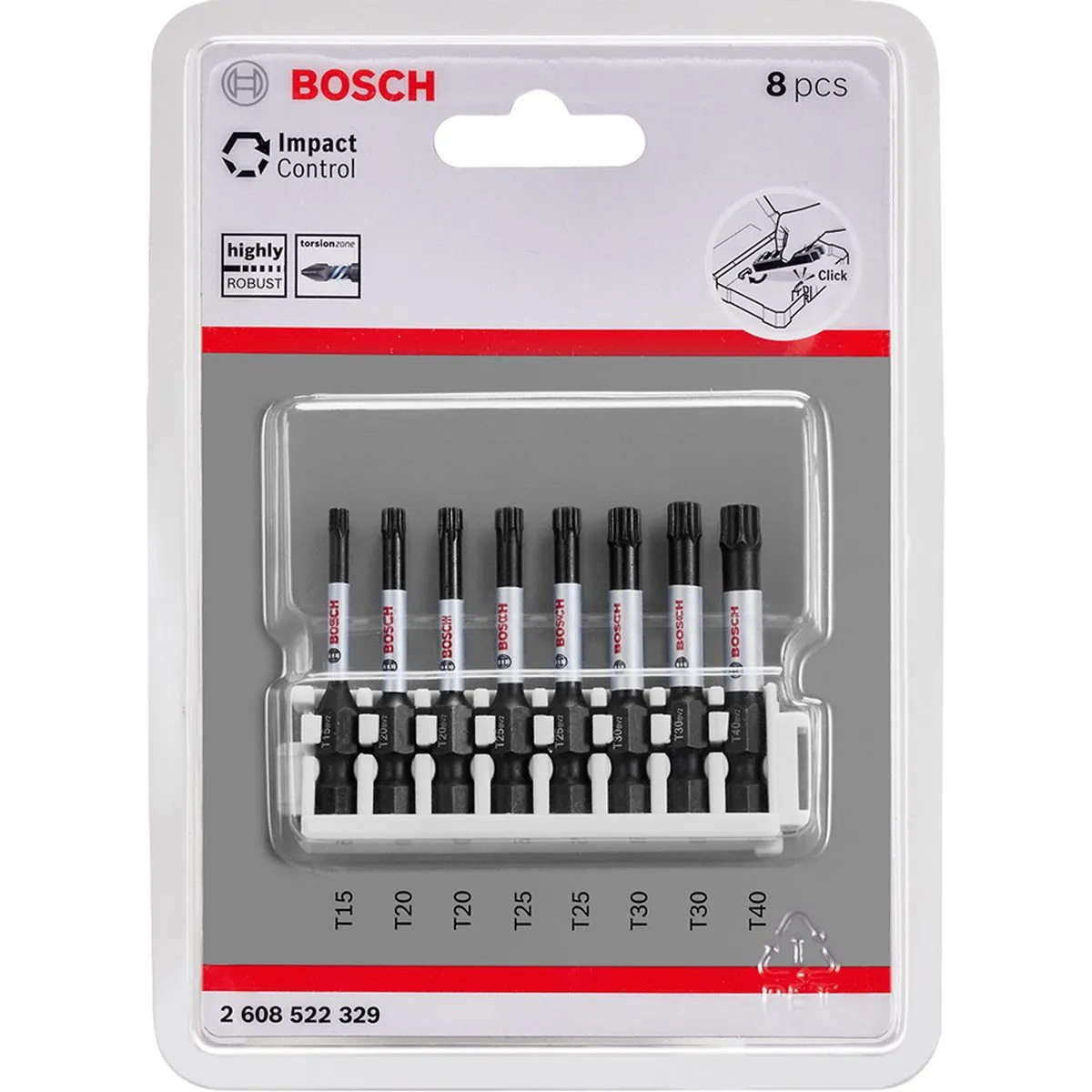 Jogo de pontas Bosch Impact Control Torx 50mm com 8 peças