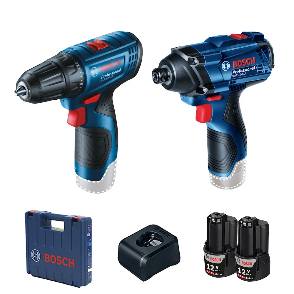 Kit Bosch Parafusadeira GSR120-LI + Parafusadeira de impacto GDR120-LI 2B+M