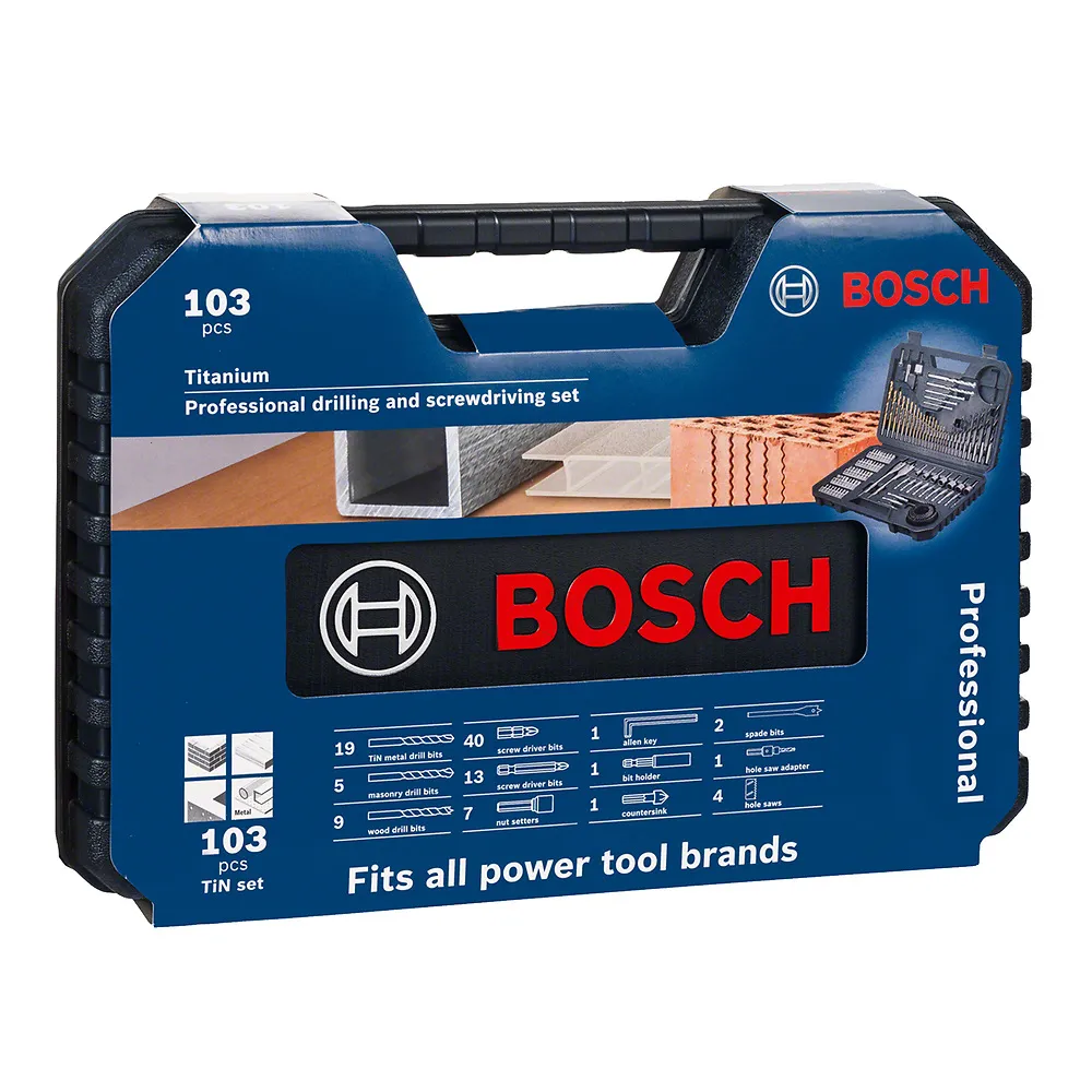 Kit de Pontas e Brocas Bosch em titânio, 103 peças