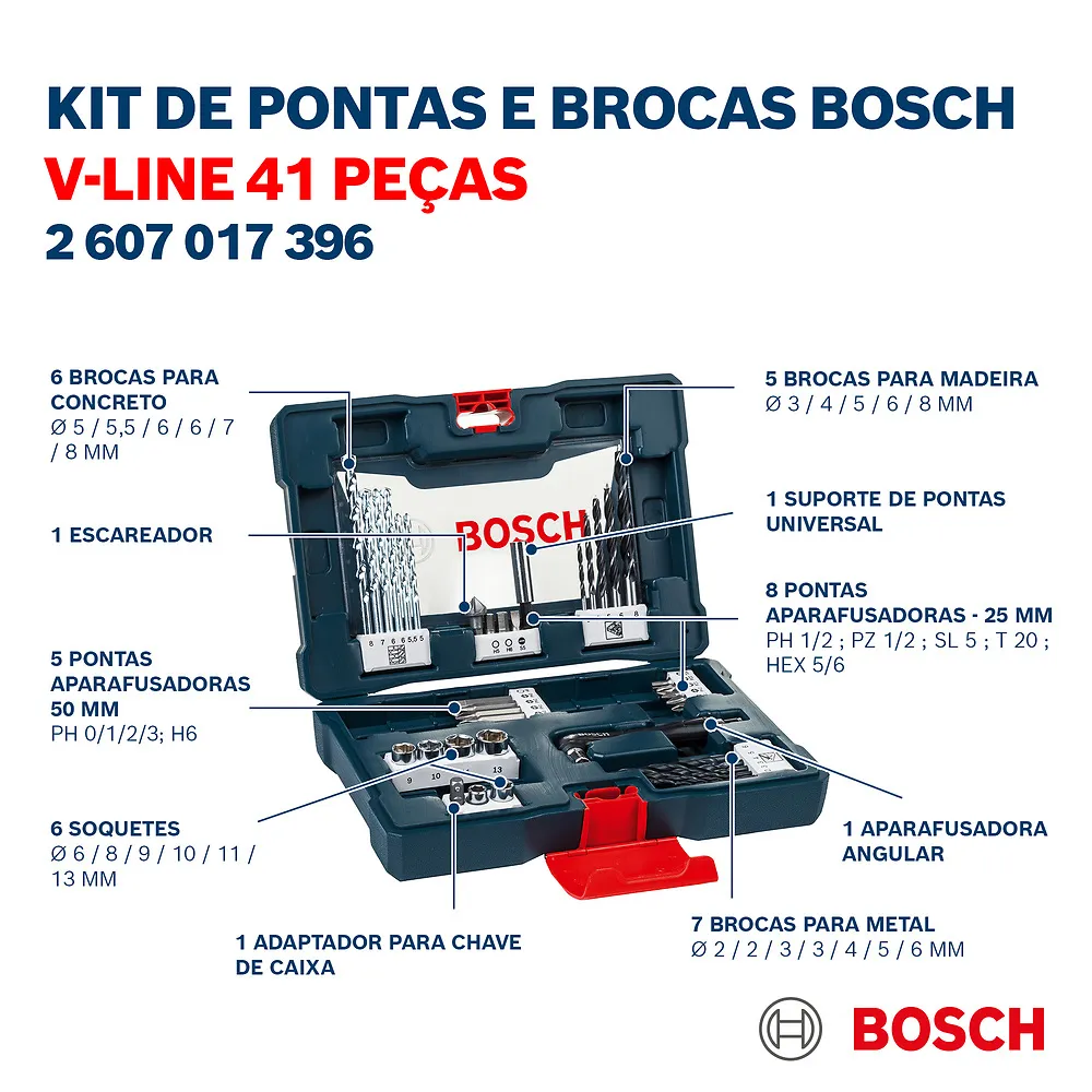 Kit de pontas e brocas Bosch V-Line 41 peças