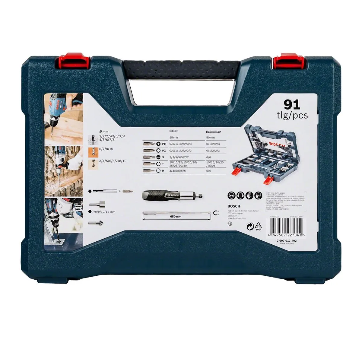 Kit de pontas e brocas em Titânio Bosch V-Line 91 peças