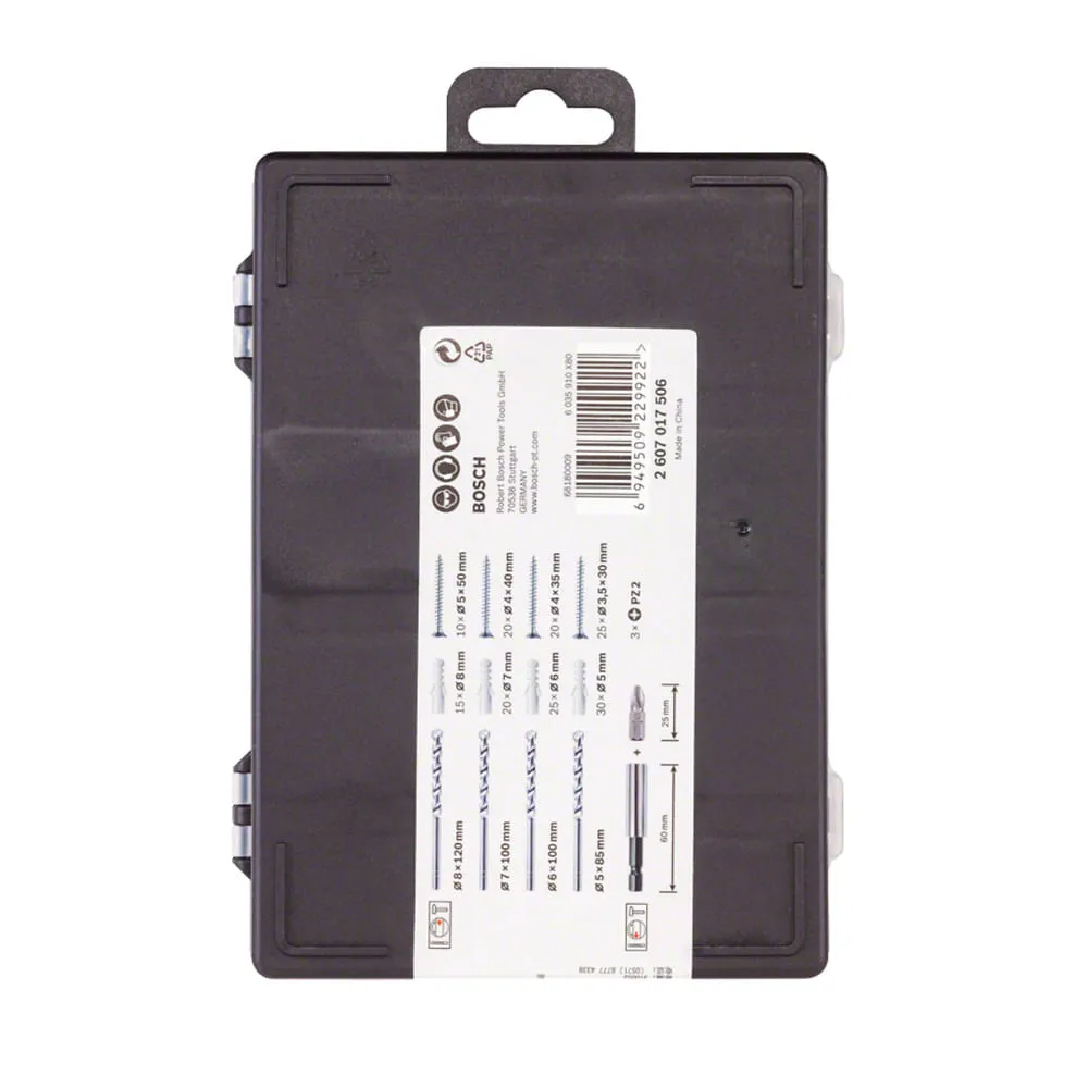 Kit fixação Bosch c/brocas, pontas, parafusos e pregos 173pçs