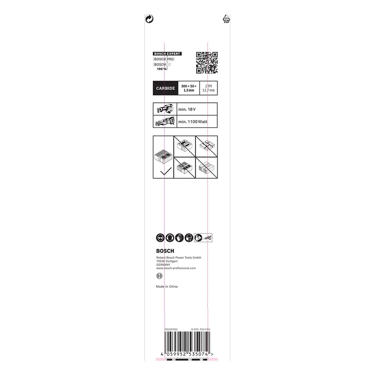 Lâmina de serra sabre Bosch EXPERT Hollow Brick S1243HM