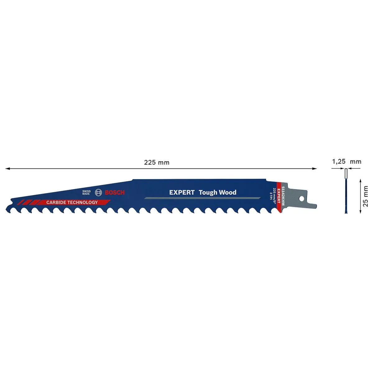 Lâmina de serra sabre Bosch EXPERT Tough Wood S1142KHM 225mm