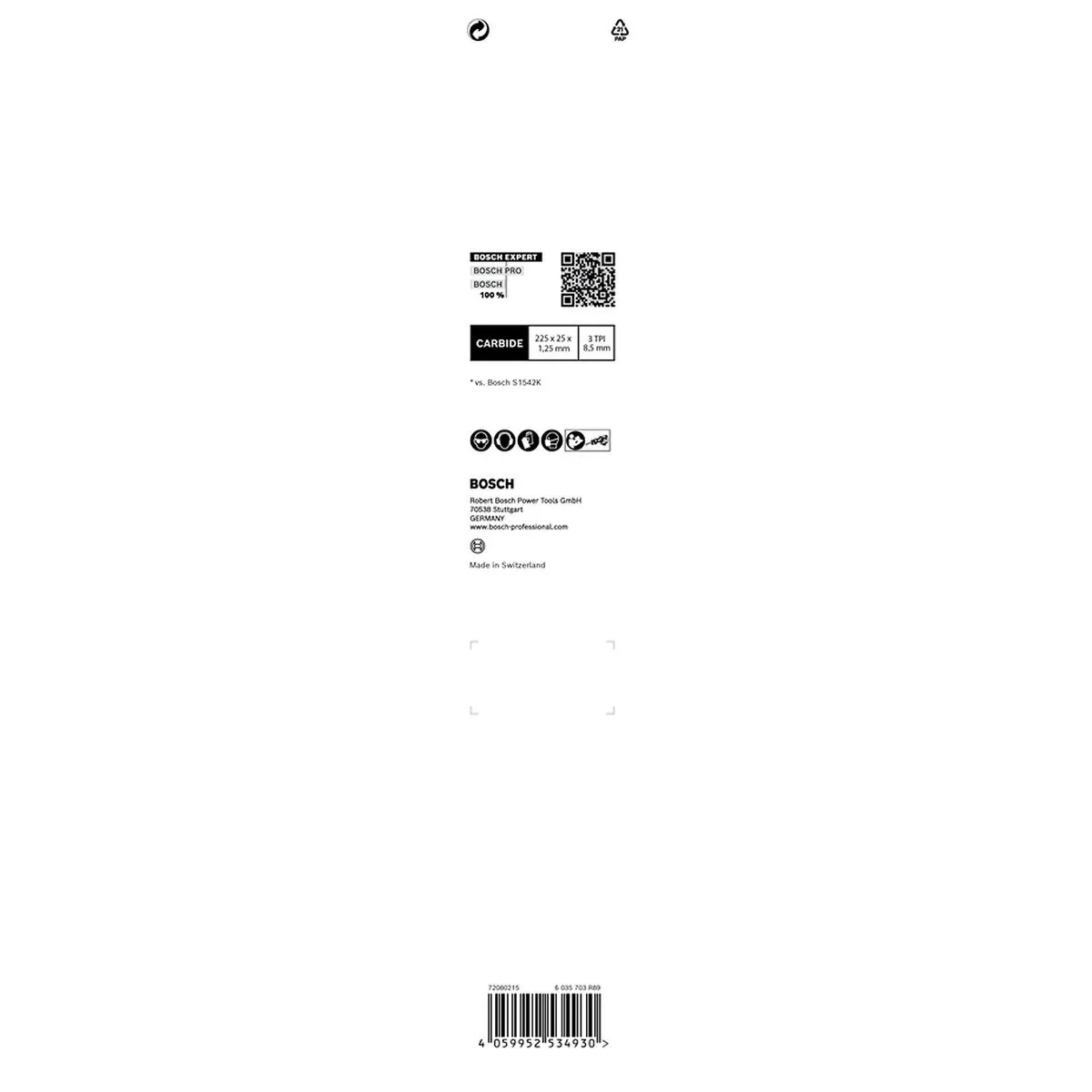 Lâmina de serra sabre Bosch EXPERT Tough Wood S1142KHM 225mm