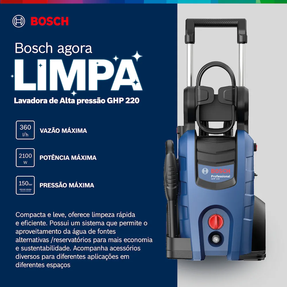 Lavadora de Alta Pressão Bosch GHP 220 2200 PSI 2100W 220V
