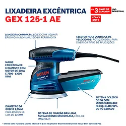 Lixadeira Orbital Bosch GEX 125-1 AE 250W