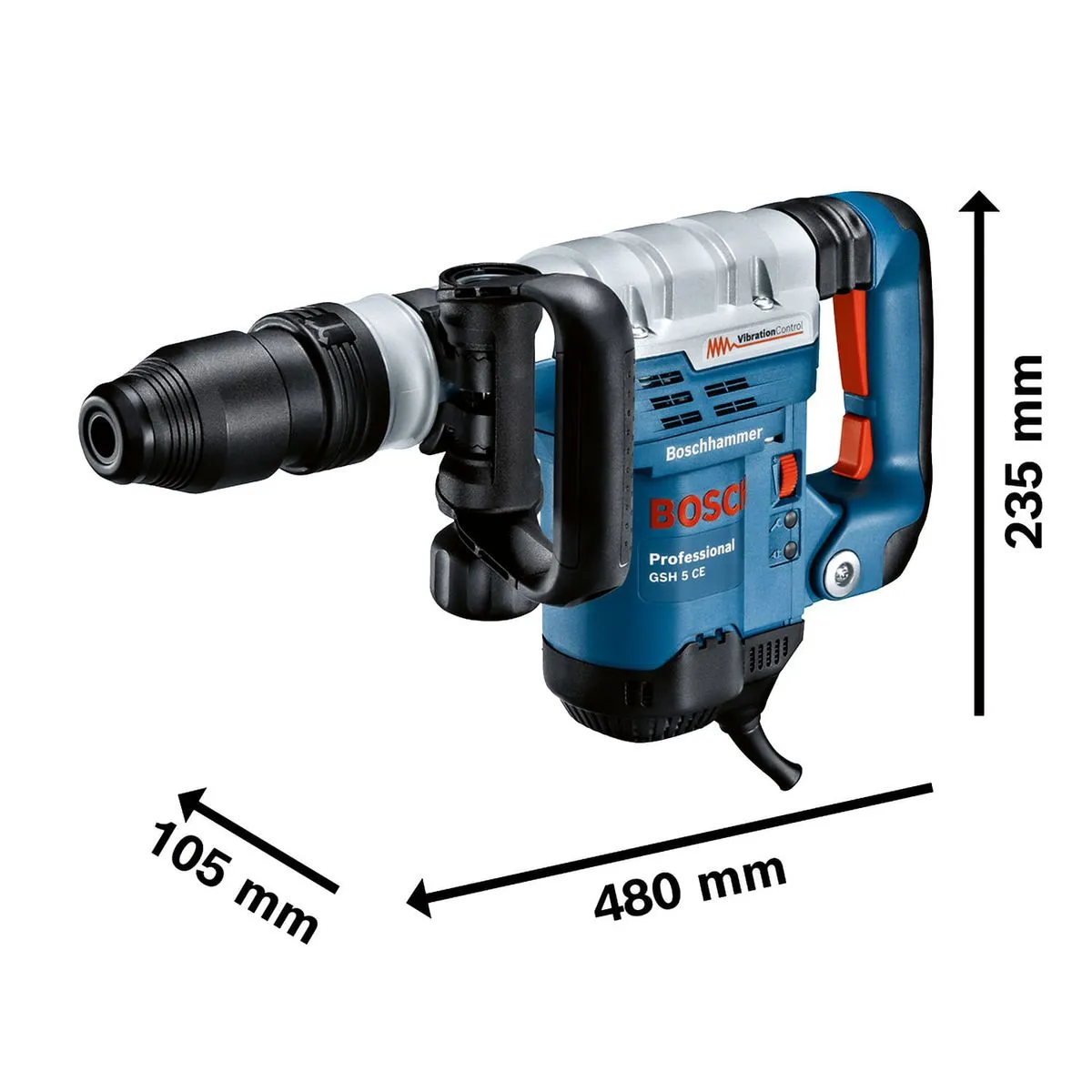 Martelete demolidor Bosch GSH 5 CE 220V 1150W, em maleta