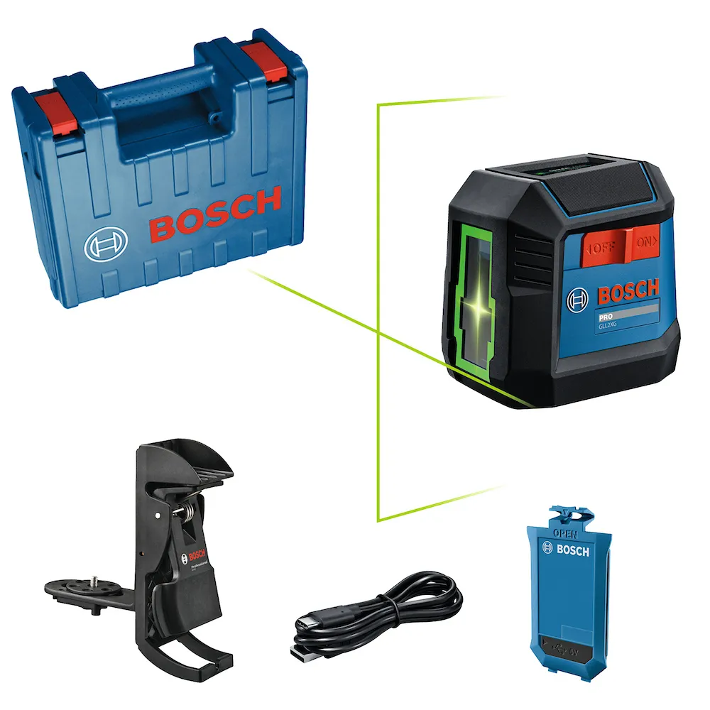 Nível Laser de linhas verdes Bosch GLL2XG LI + BM 3