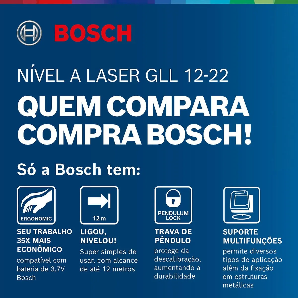 Nível a Laser Bosch GLL 12-22 de 12 m com suporte giratório