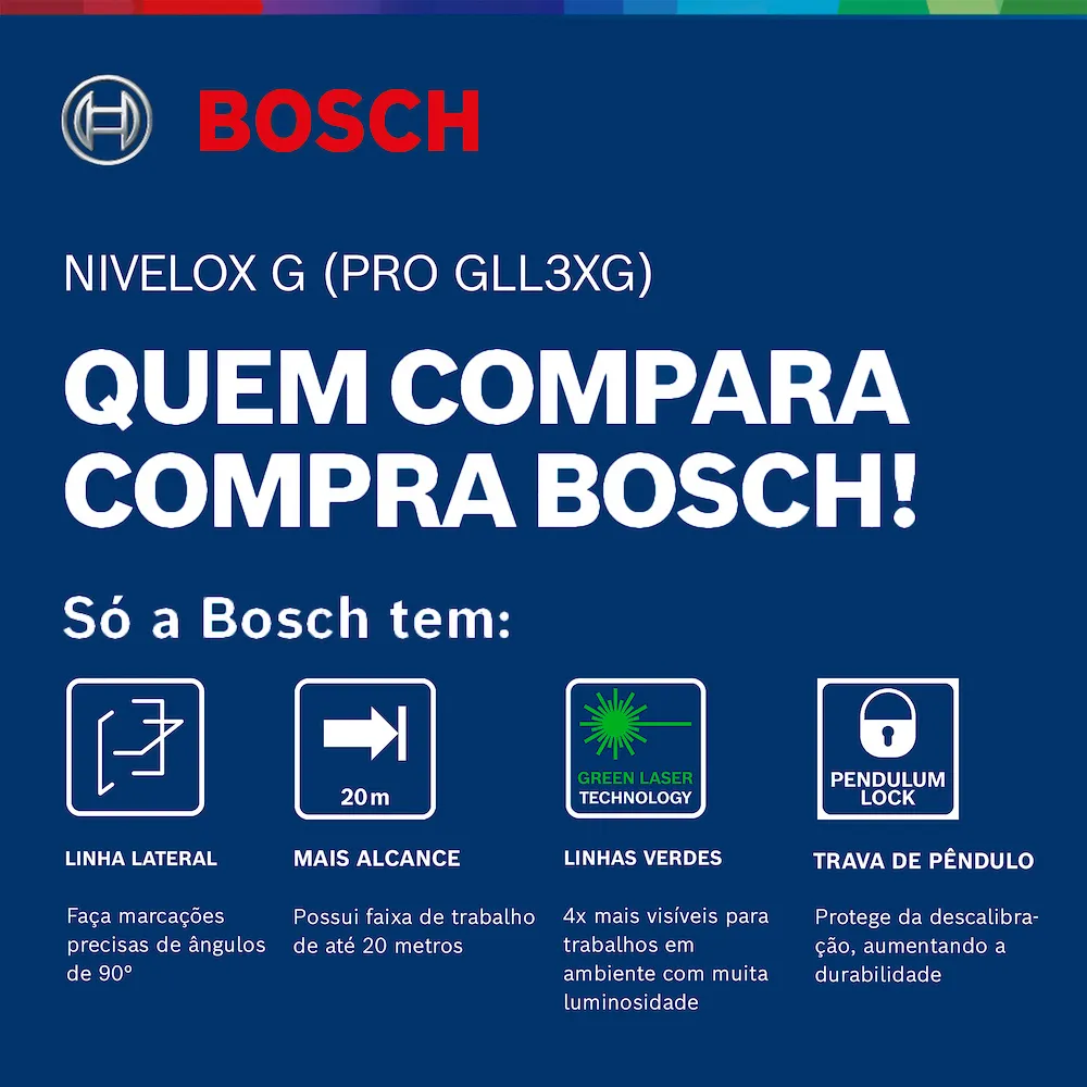 Nível a Laser verde Nivelox Bosch GLL3XG 20m com bolsa