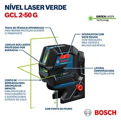 Nível a laser Bosch GCL 2-50 G 50 metros com pontos