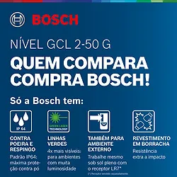Nível a laser Bosch GCL 2-50 G 50 metros com pontos