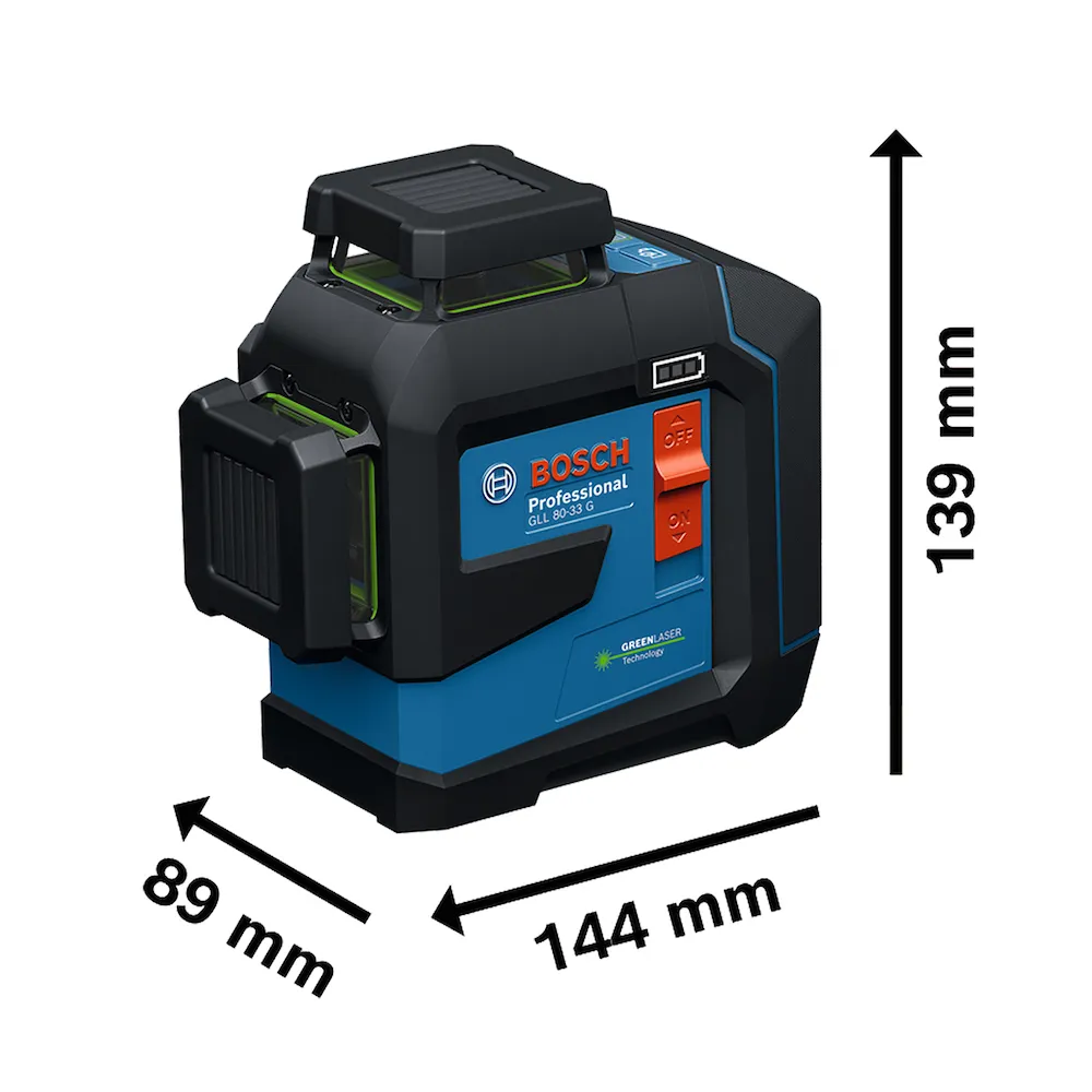Nível a laser de linhas verdes Bosch GLL 80-33 G