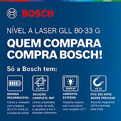 Nível a laser de linhas verdes Bosch GLL 80-33 G