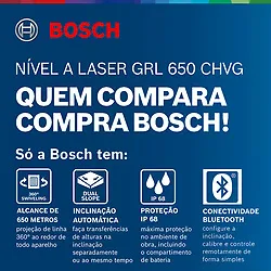 Nível a laser rotativo Bosch GRL 650 CHVG, 650m, em maleta