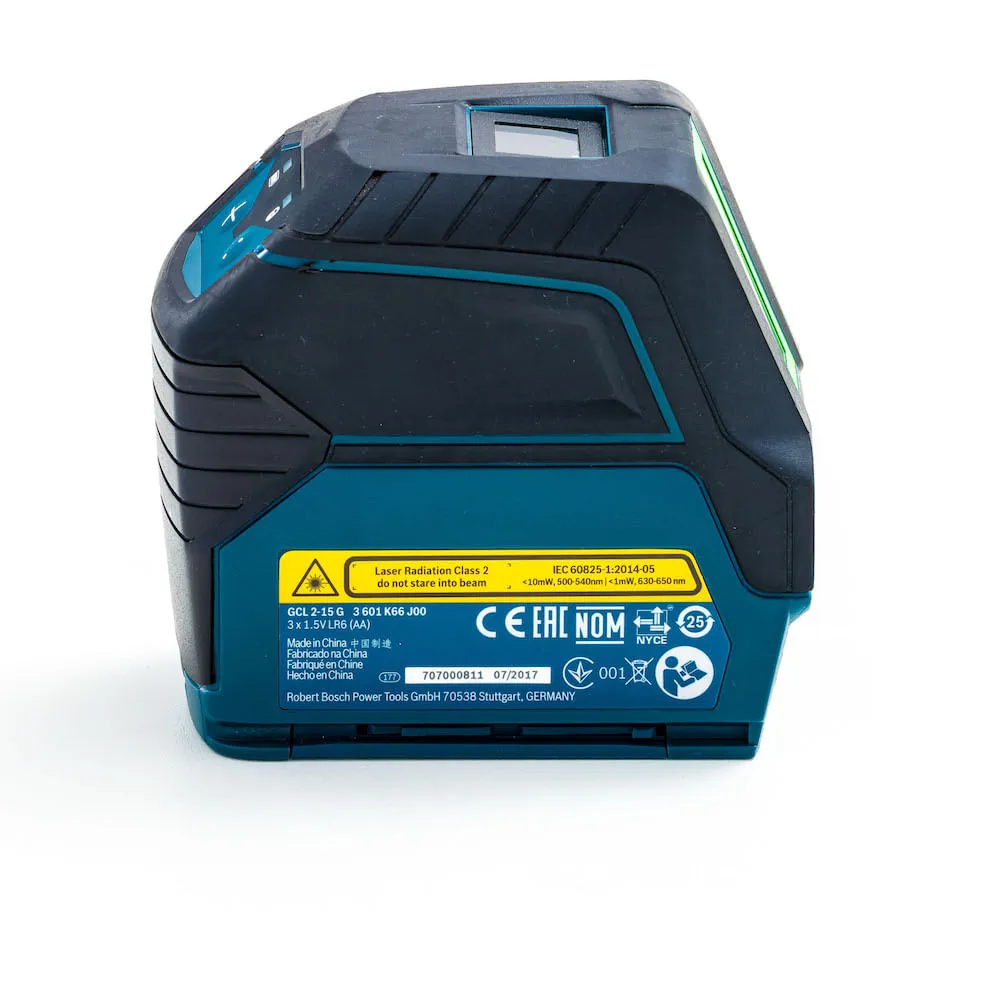 Nível a laser verde Bosch GCL 2-15 G 15m, suporte e maleta