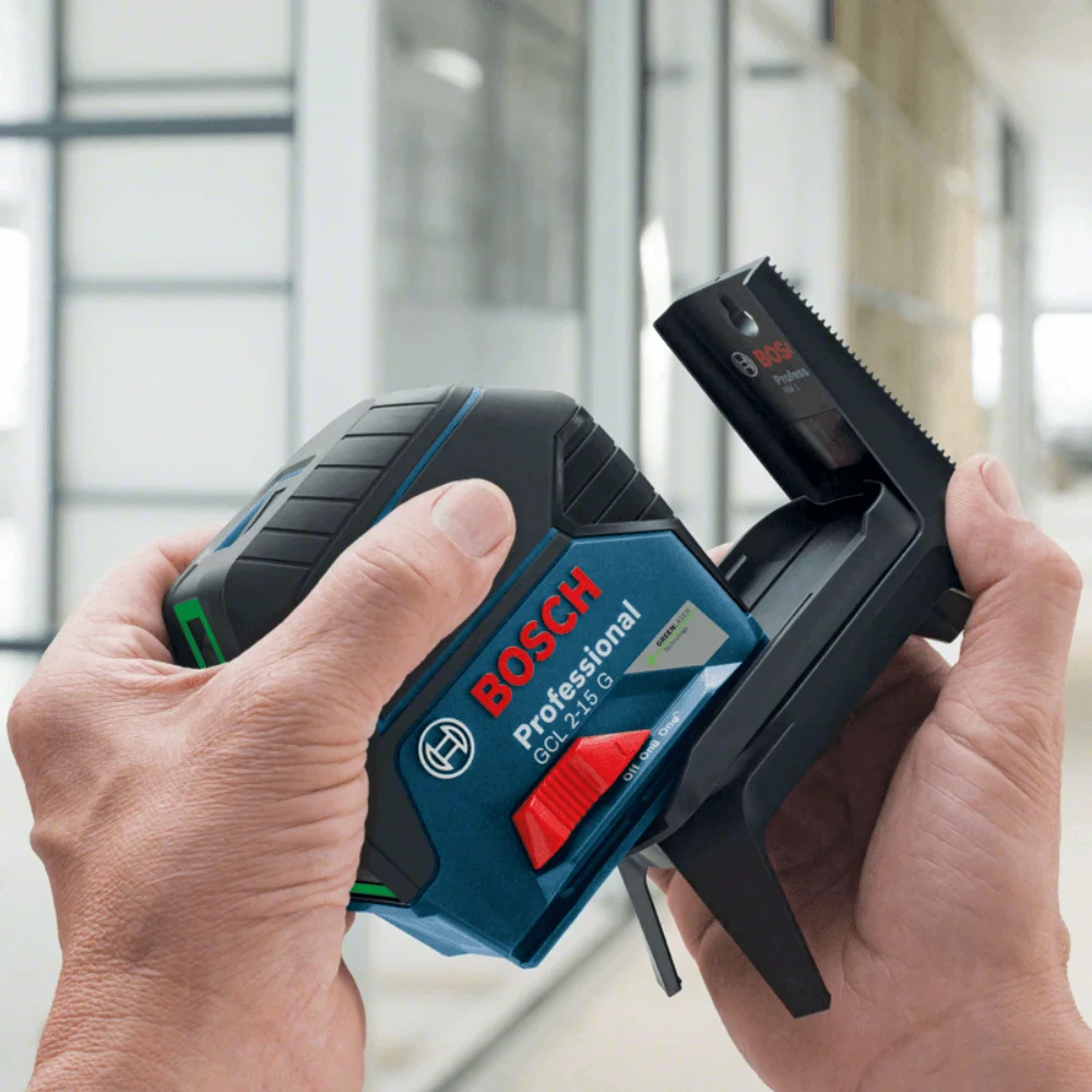 Nível a laser verde Bosch GCL 2-15 G 15m, suporte e maleta