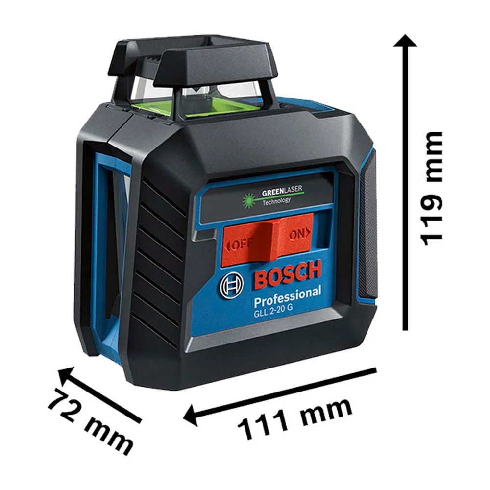 Nível laser verde de linhas cruzadas Bosch GLL 2-20G 10m
