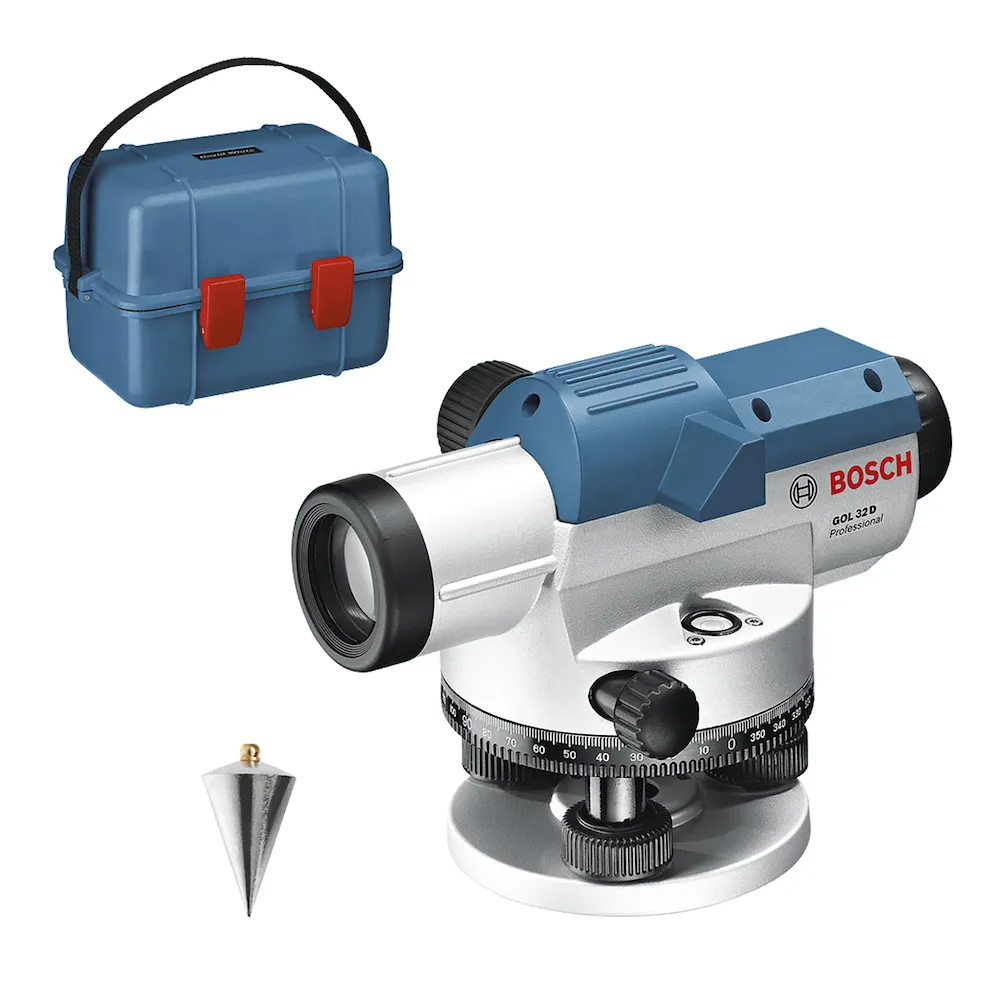 Nível óptico Bosch GOL 32 D, zoom de 32x, em maleta