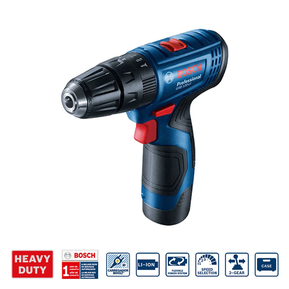 Parafusadeira Furadeira Bosch GSB 120-LI 12V 1 bateria e maleta