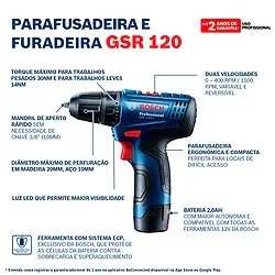 Parafusadeira Furadeira Bosch GSR 120-LI 12V Sem bateria