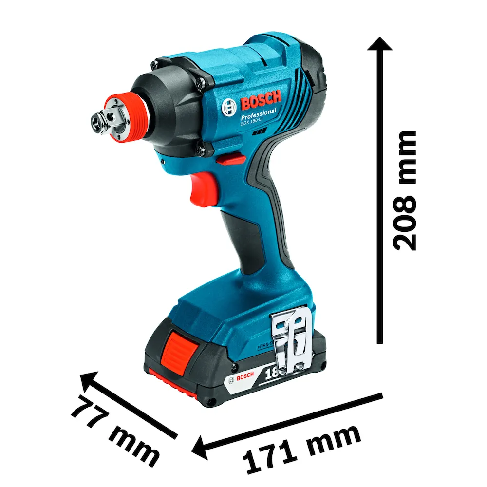 Parafusadeira e chave de impacto Bosch GDX 180-LI, 2 baterias 18V e maleta