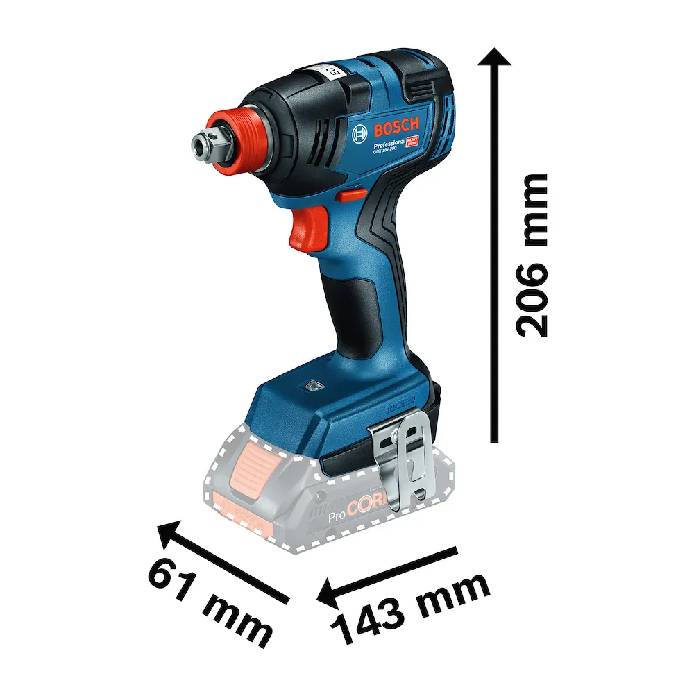 Parafusadeira e chave de impacto Bosch GDX 18V-200 Brushless Sem bateria