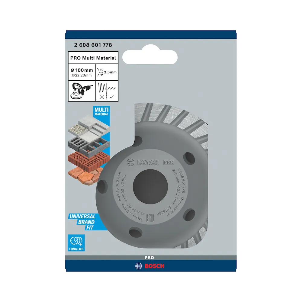 Prato Diamantado Bosch PRO Multi Material Turbo 100x22,23mm