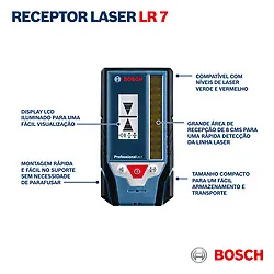 Receptor para nível laser Bosch LR 7 suporte e saco proteção