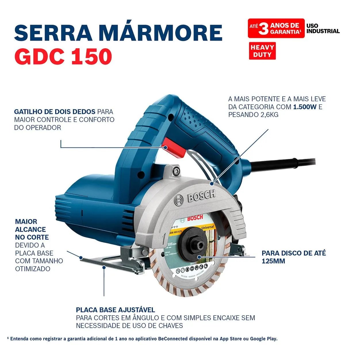 Serra Mármore a seco Bosch GDC 150 TITAN 1500W