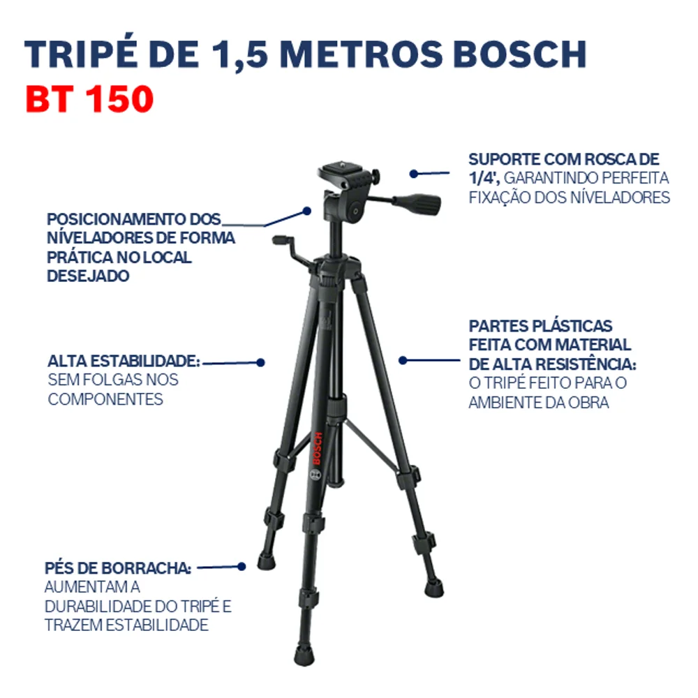 Tripé para construção civil Bosch BT 150 1,5m